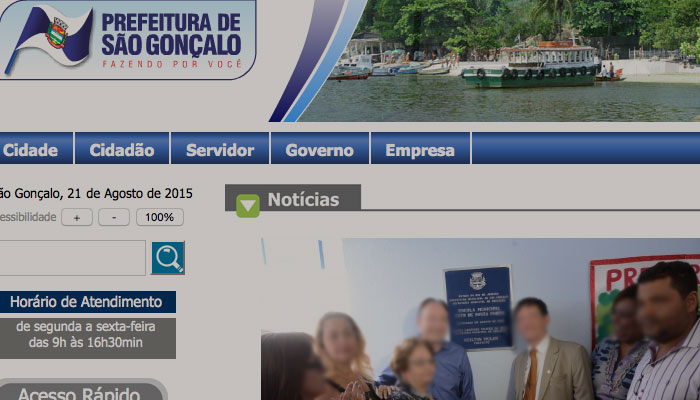 Site da Prefeitura de São Gonçalo