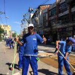 Limpeza dos tapetes de Corpus Christi